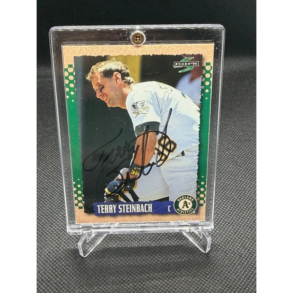 1995 Score Terry Steinbach Oakland Athletics Signed Autograph Card 104 Pinnacle